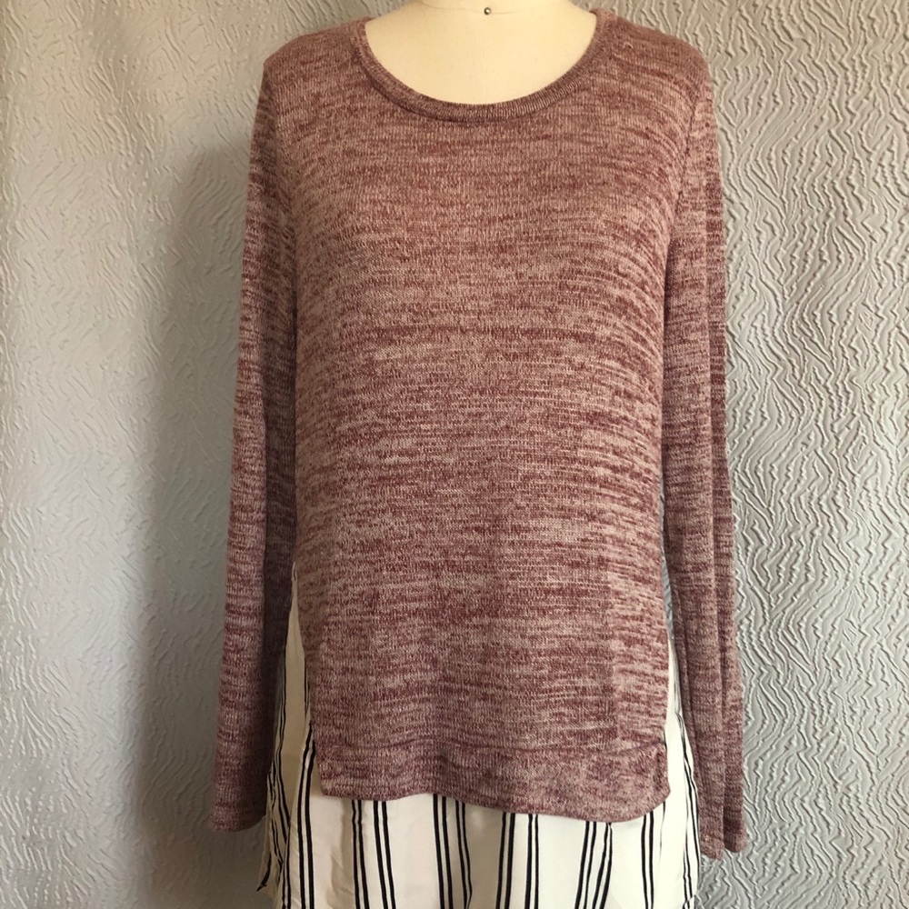“Mine” light sweater with mock layer striped under